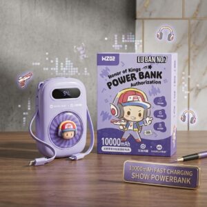 Honor of Kings Power Bank 10000mAh Luban No.7 anime style cartoon fast charger in purple
