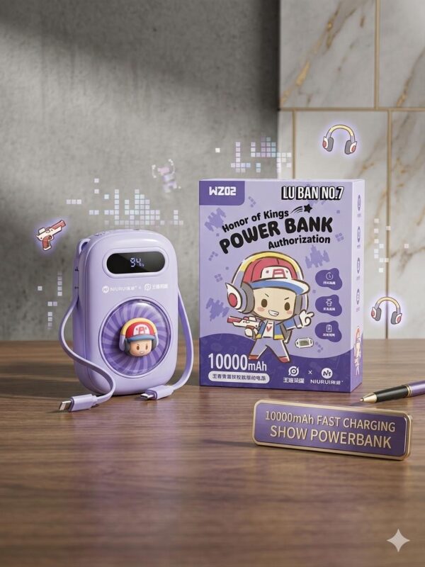 IMG-20260629-WA0038 Honor of Kings Power Bank 10000mAh Luban No.7 anime style cartoon fast charger in purple