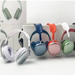 P9 Wireless Over Ear Headphones displayed in multiple colors silver blue pink green black