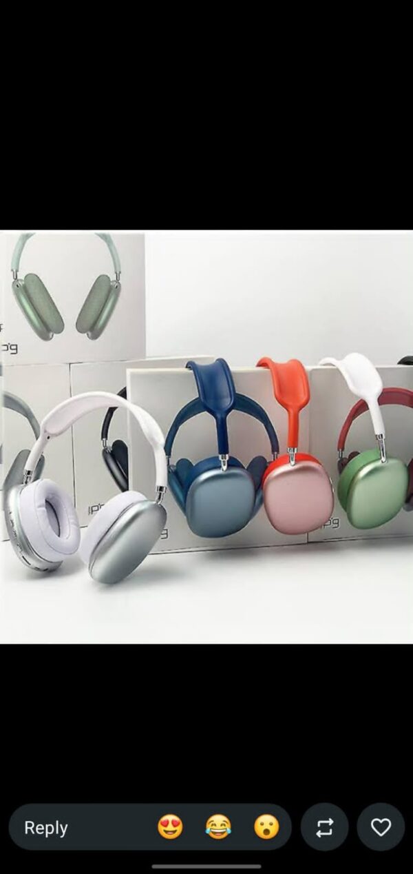 P9 Wireless Over Ear Headphones displayed in multiple colors silver blue pink green black