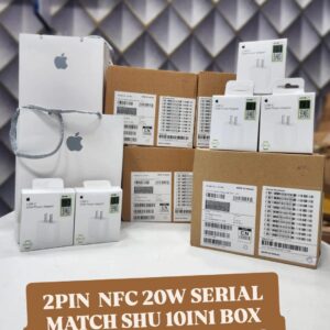 Apple 20W USB-C Power Adapter 2 pin NFC serial match 10 in 1 box pack with Apple logo bags