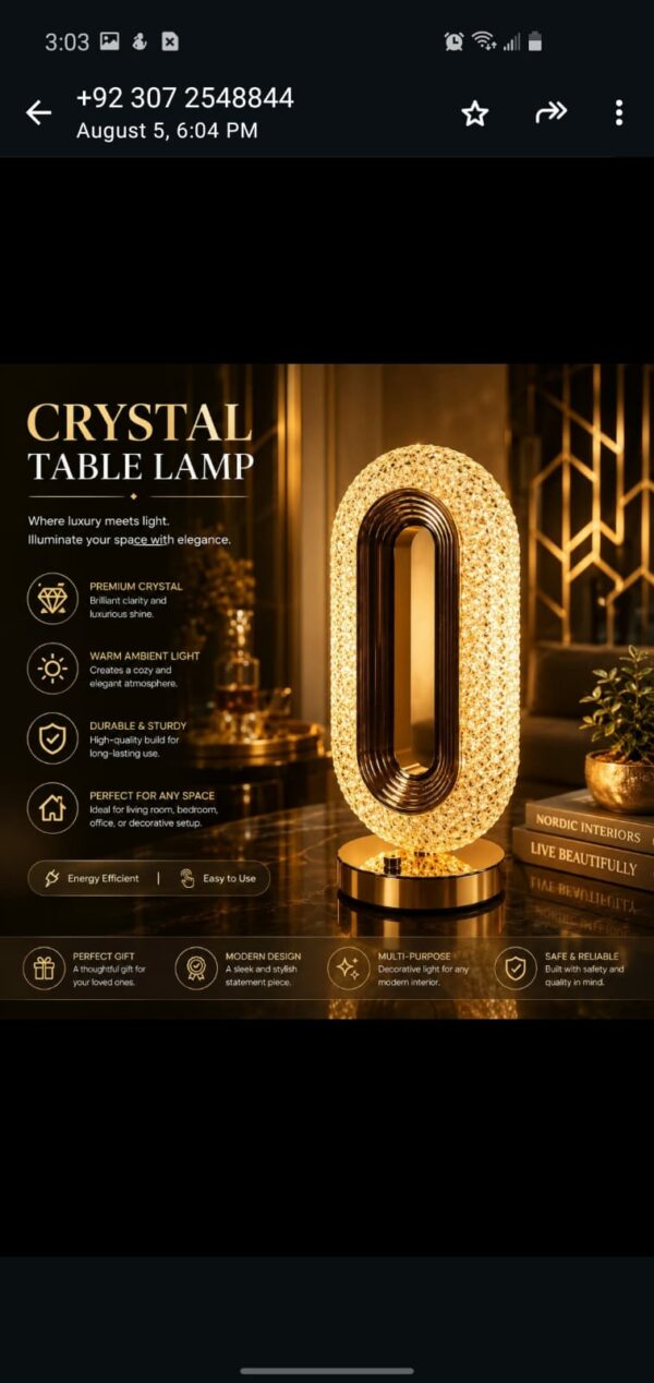 Modern Luxury Oval Crystal Table Lamp