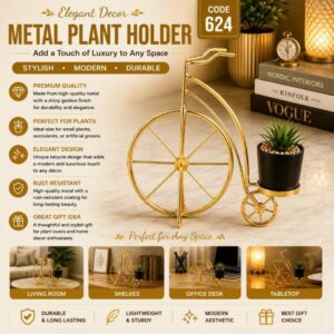 Gold Metal Bicycle Plant Holder